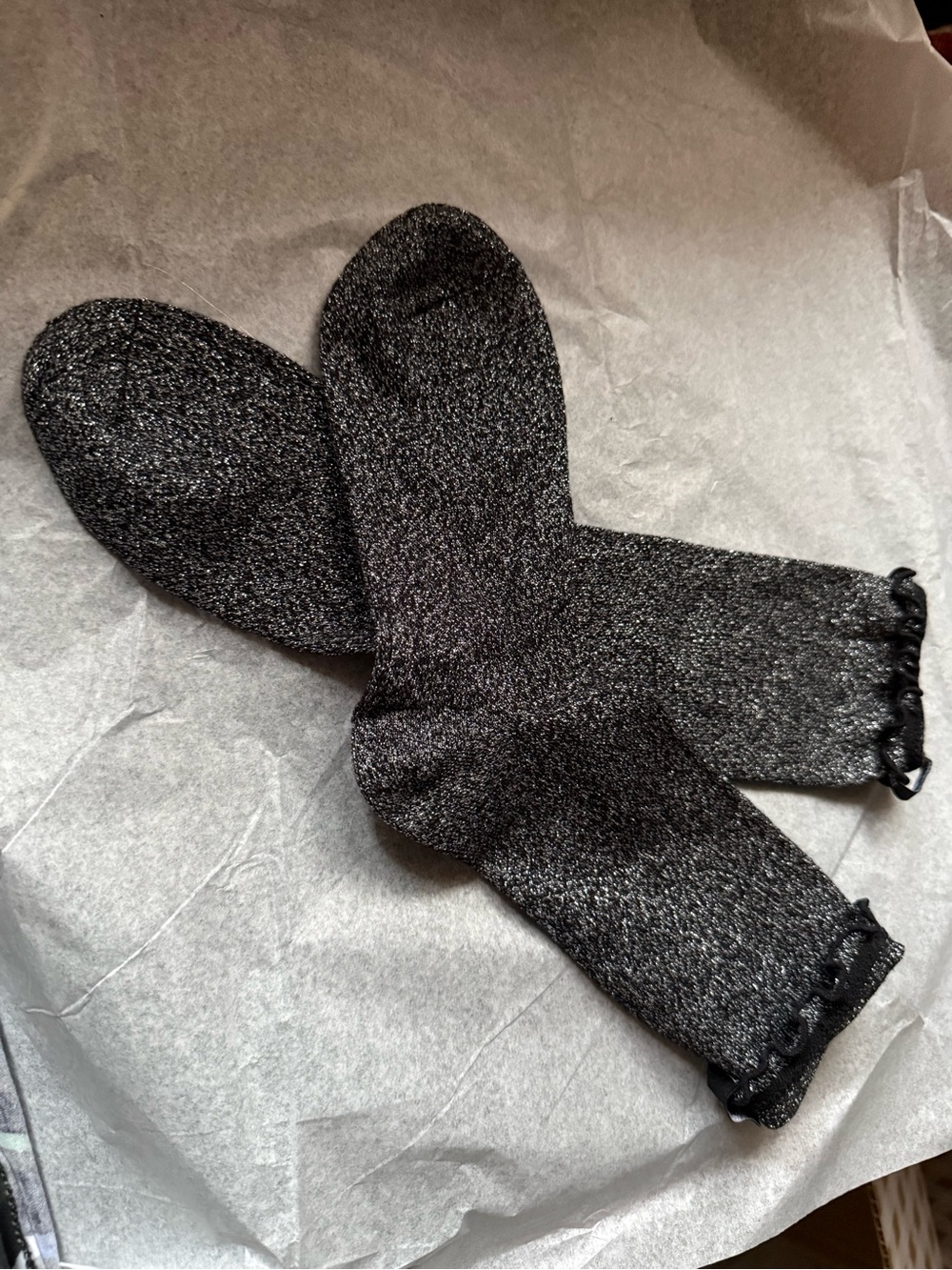 NWOT PINK Victoria's Secret Metallic Black & Silver Crew Socks